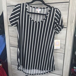 NWT LuLaRoe Black and White Striped Short Sleeve Top